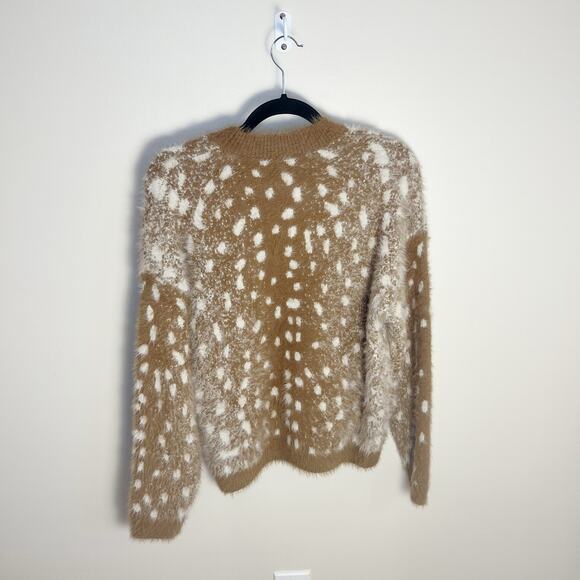 SAEMDI Fluffy Deer Printed Pullover Sweater Size Medium New Brown - Picture 7 of 9